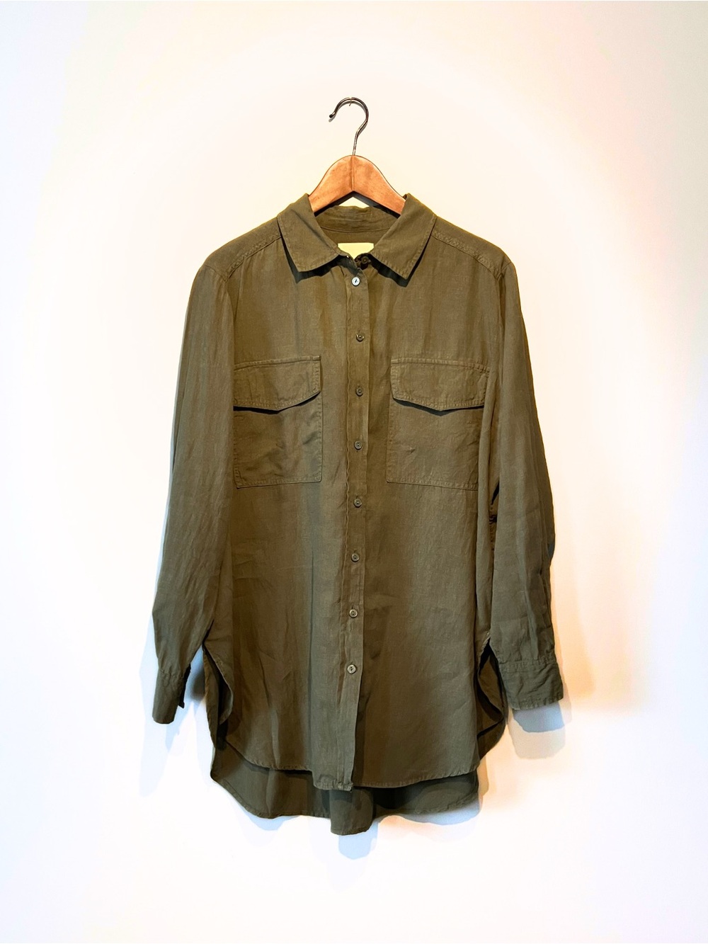 Part Two Copenhagen Green Button-Down Linen Shirt for Women